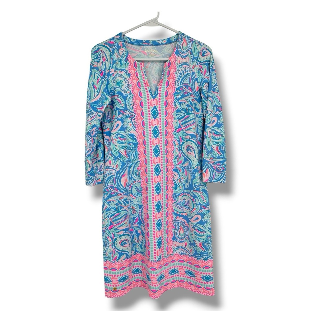 Lilly Pulitzer Chilly‎ Lilly Nadine Dress XS Zanzibar Blue Fish Kiss UPF 50+